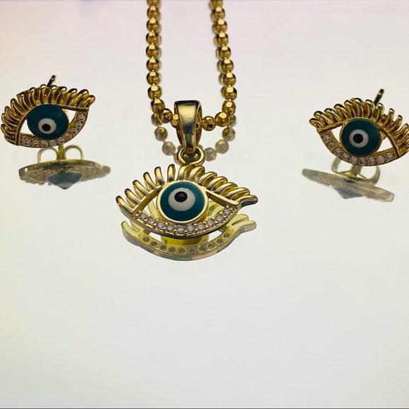 Evil Eye Necklace & Earrings - Picture 5 of 12